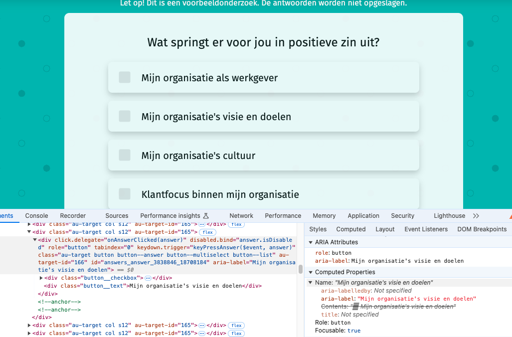 vragen met visuele checkboxes