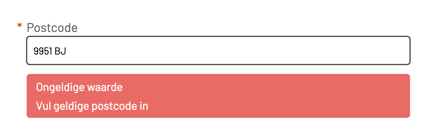 foutmelding postcode