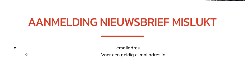 algemene foutmelding e-mailadres