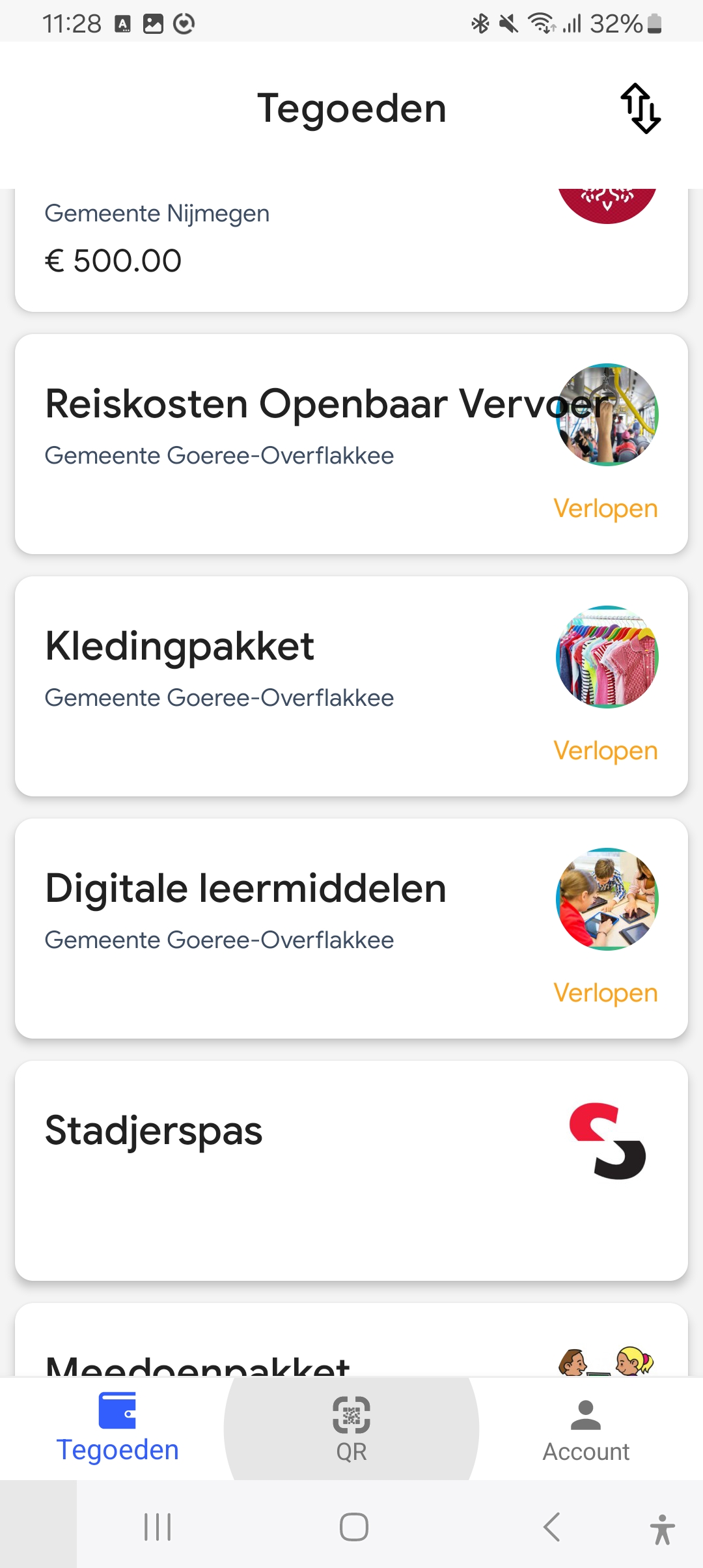 scherm tegeoden overzicht