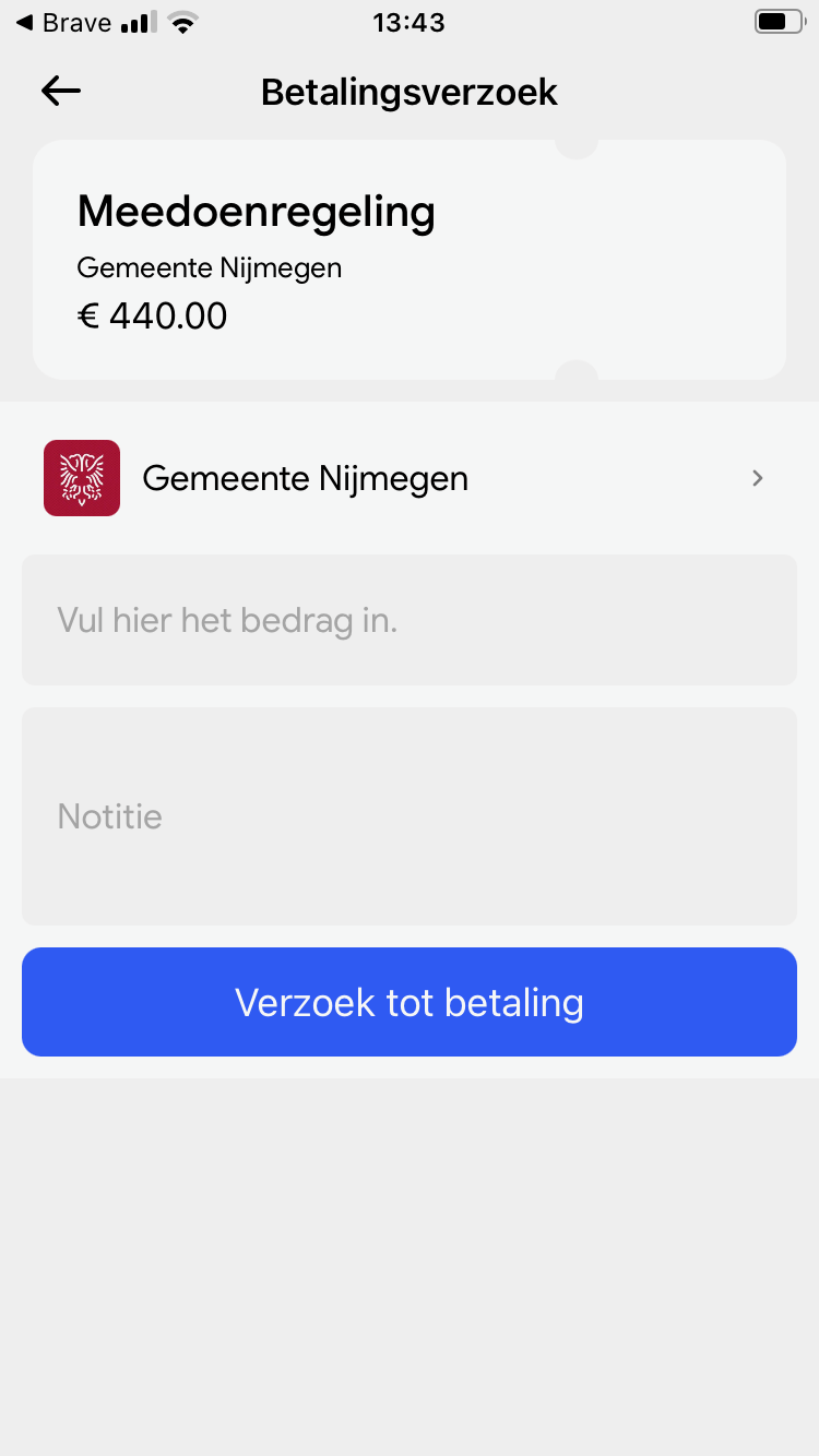 invoervelden betalingsverzoek