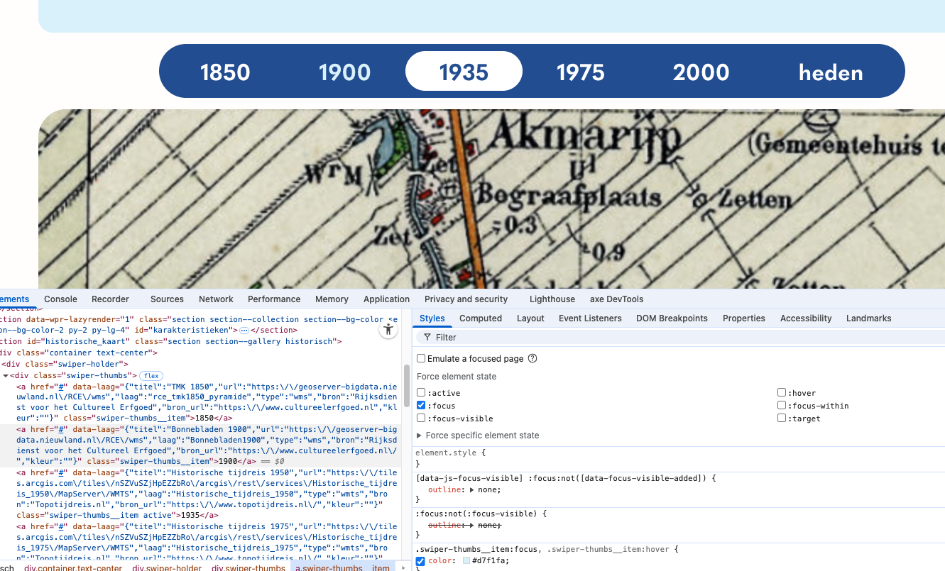 focusstijl in webinspector