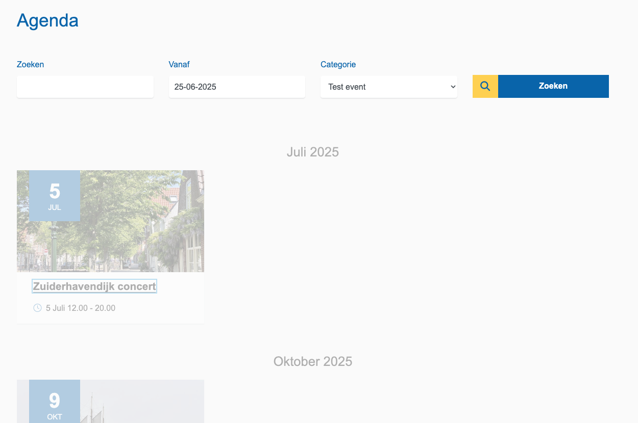 zoekresultaten achter overlay