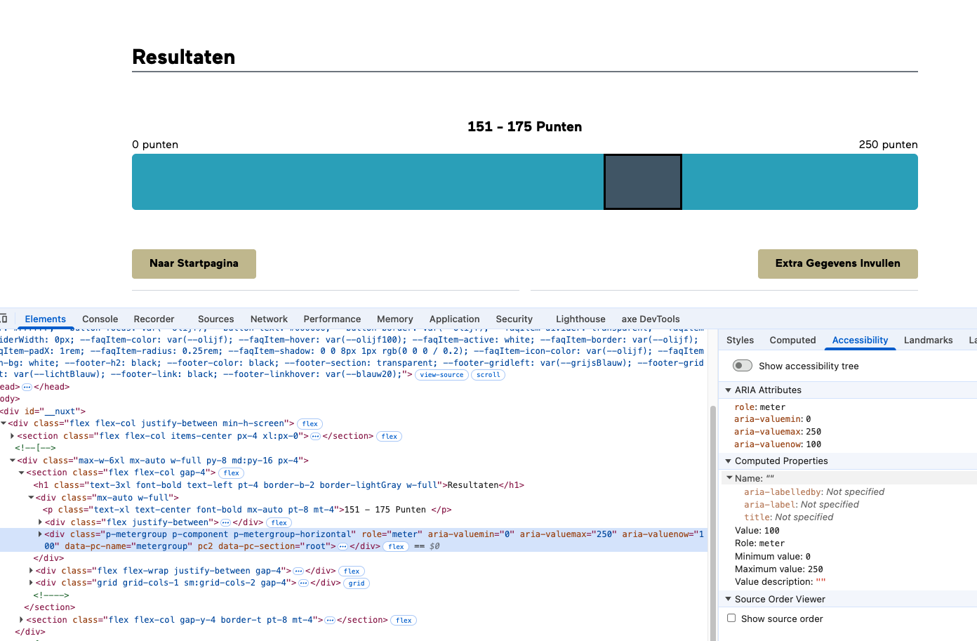 meter in webinspector