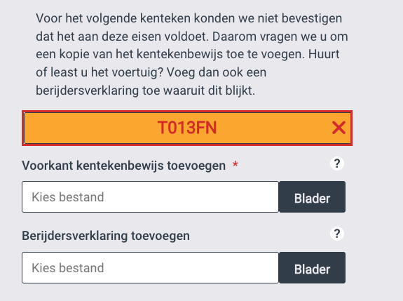 kenteken met melding