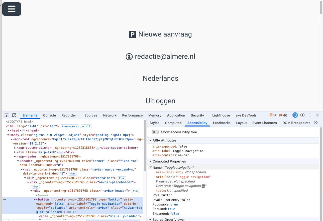 button in web inspector
