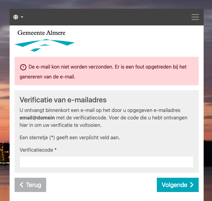foutmelding en bevestiging