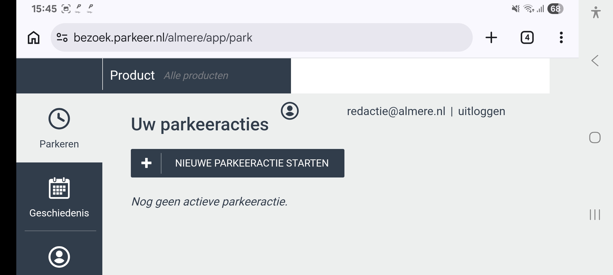 parkeeracties startpagina in landschapsweergave