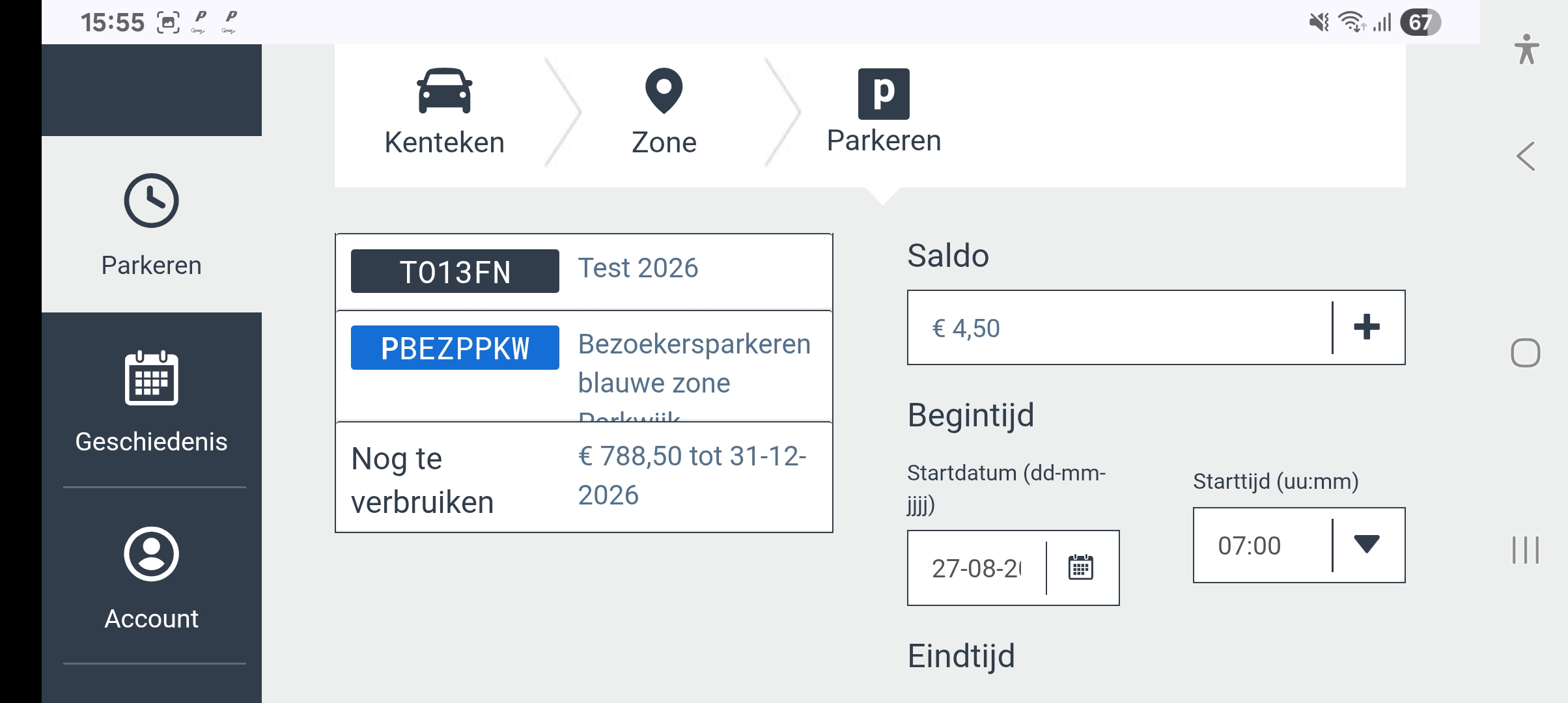 parkeeracties gegevens in landschapsweergave