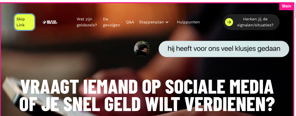 skiplink en landmarks