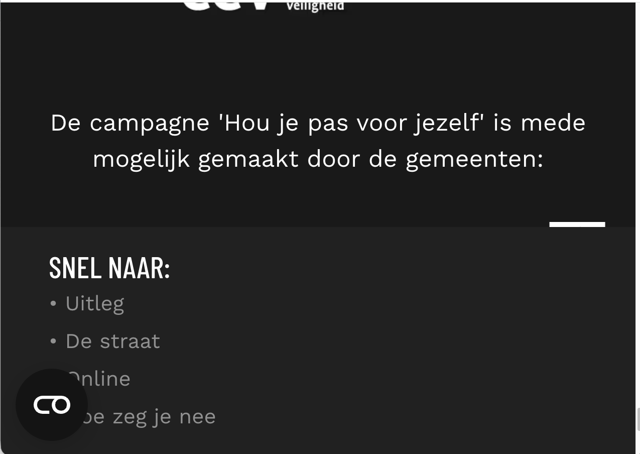 cookieknop boven snelmenu