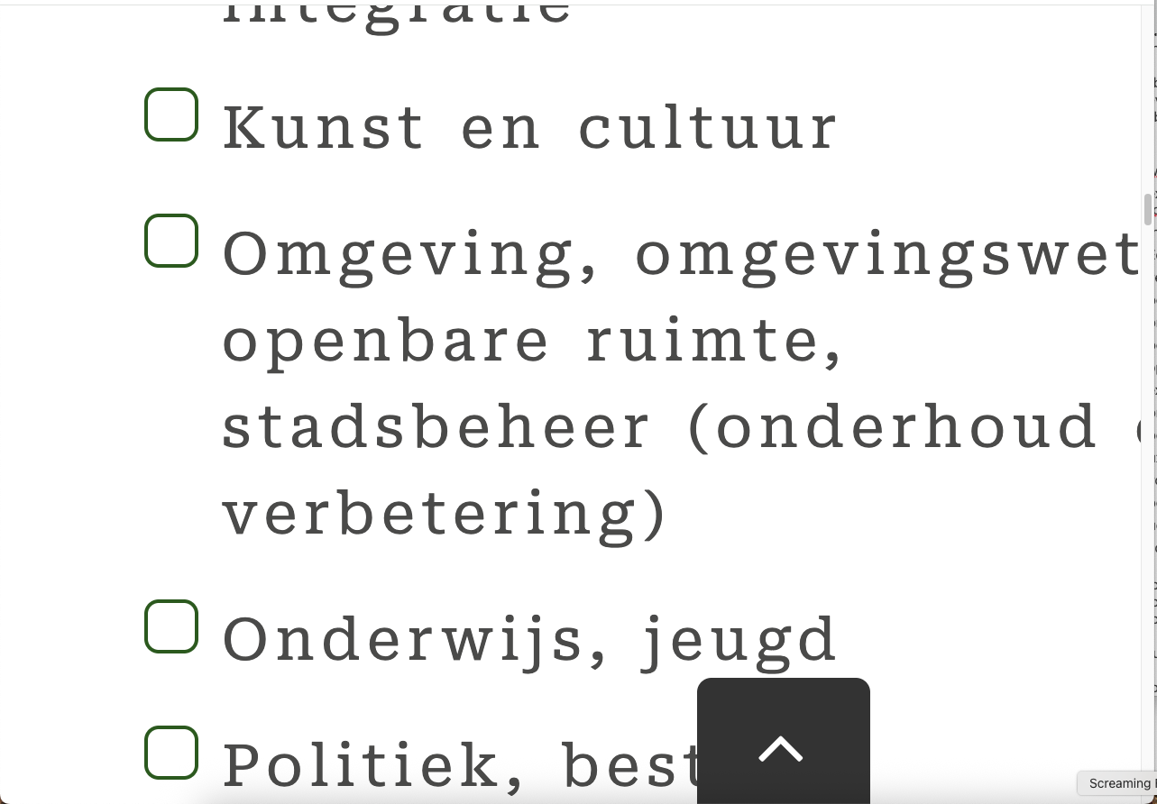 aangepaste tekstafstanden bij checkboxes