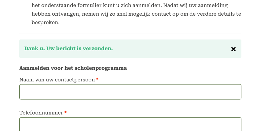 bevestingstekst na verzending