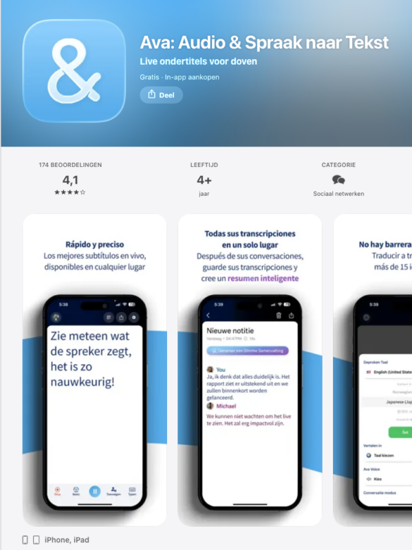 Screenshot Ava app in appstore