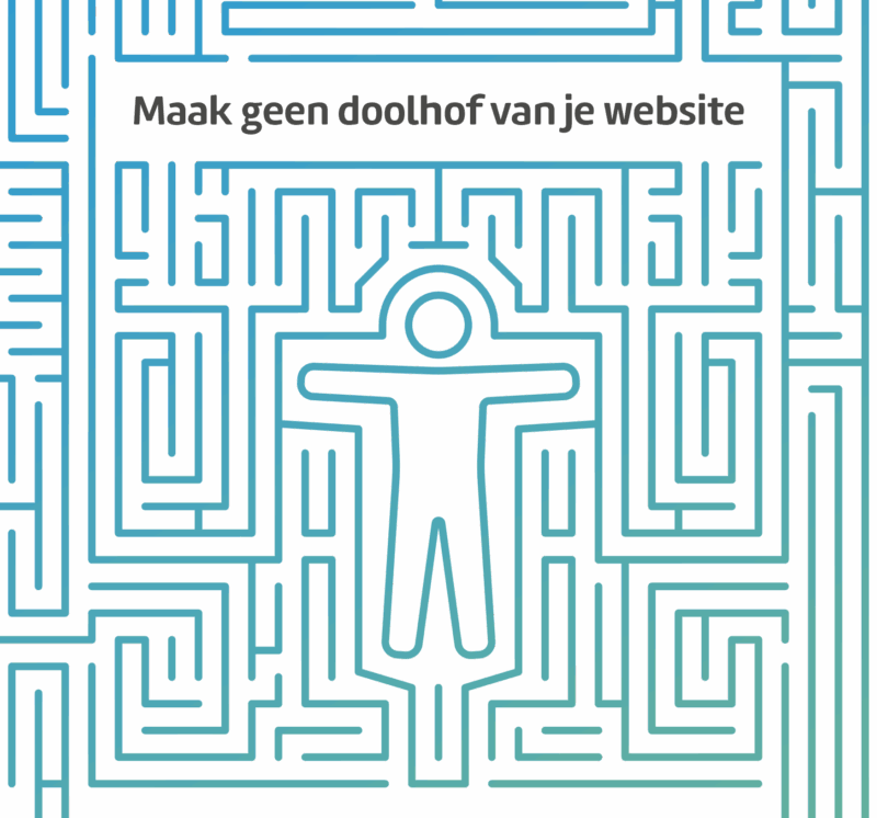 Maak geen doolhof van je website - illustratie van persoon in een doolhof van lijnen
