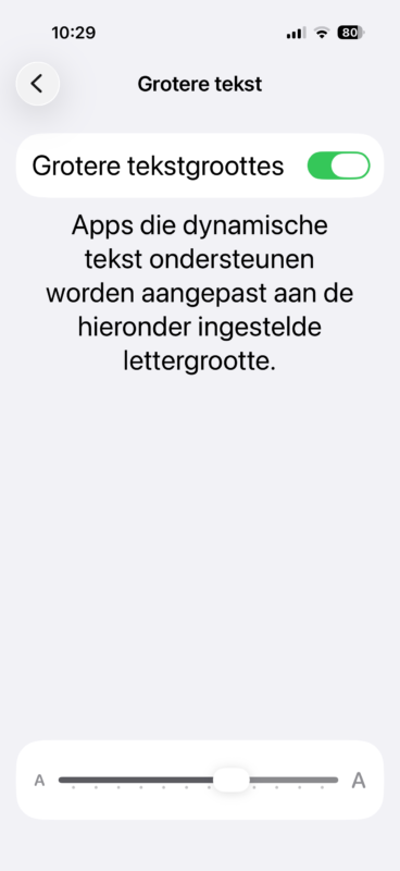Instelling tekst vergroten op iOS